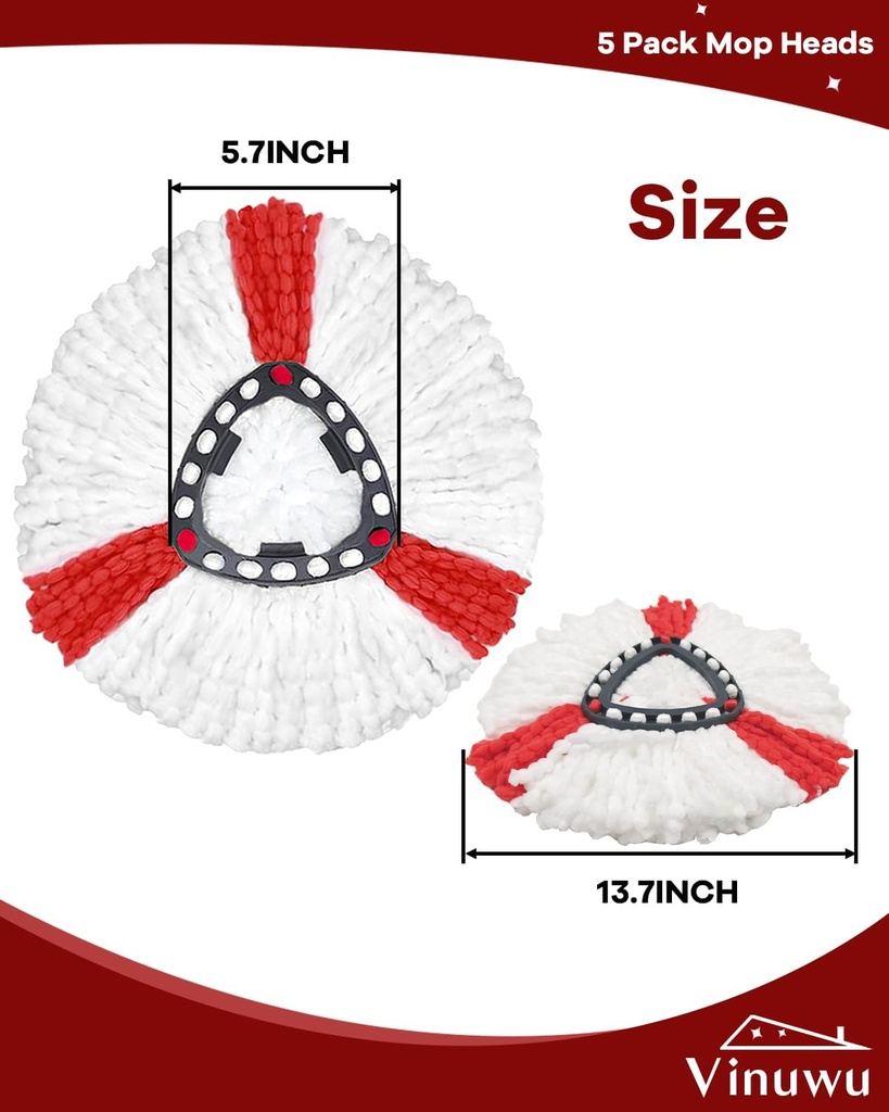 Mop Head Replacement Compatable with Vileda Triangle Swivel Mops PK5