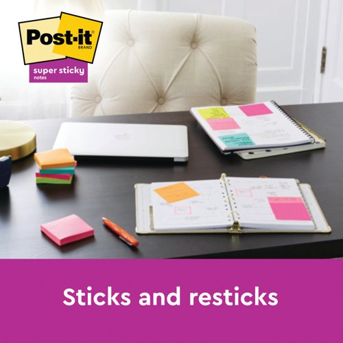 Post-it Notes Super Sticky 76x76mm Ultra Yellow 90 Sheets PK-6