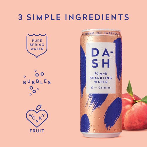 Dash Water Sparkling Water Peach 330ml Cans PK12