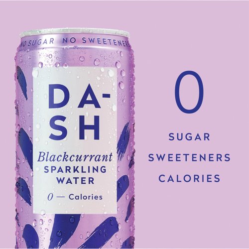 Dash Water Sparkling Water Blackcurrant 330ml Cans PK12