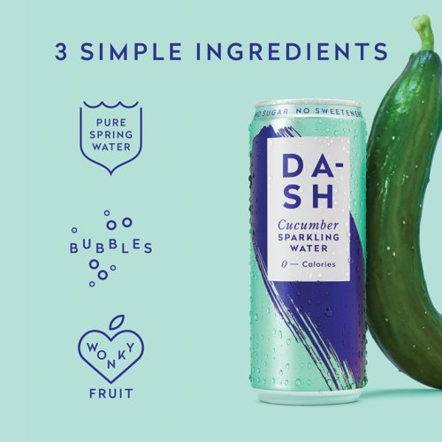 Dash Water Sparkling Water Cucumber/Mint 330ml Cans PK12