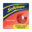 Sellotape Double Sided Tape 15mm x 5m with Dispenser