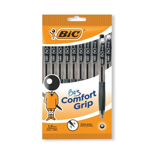 BIC BU3 Grip Retractable Ballpoint Pen Black