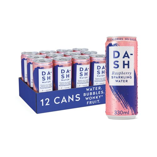 Dash Water Sparkling Water Raspberry 330ml Cans PK12