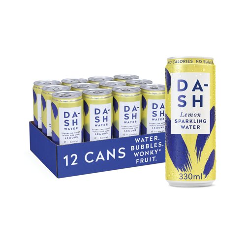 Dash Water Sparkling Water Lemon 330ml Cans PK12