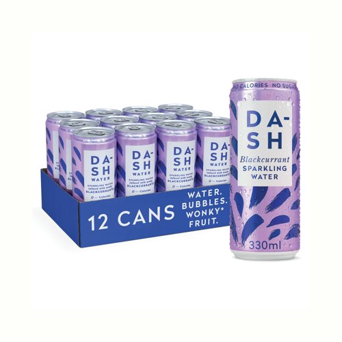 Dash Water Sparkling Water Blackcurrant 330ml Cans PK12
