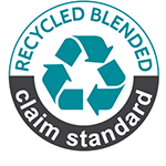 The RCS blended logo means this material is certified to contain a minimum of 5% and a maximum of 94% recycled material