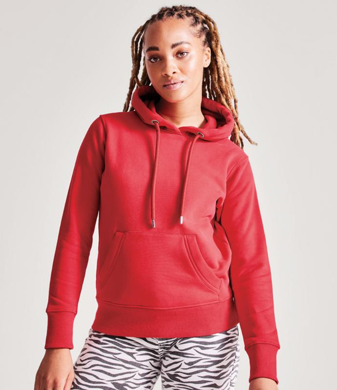 Anthem AM003 Ladies Hoodie in Red | Slim Fit, Organic Hoodie Tailored for Women