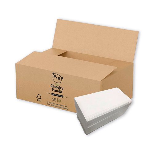 Cheeky Panda Bamboo Flushable Hand Towels V Fold 455x555mm PK3000