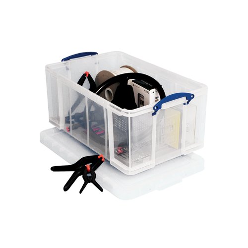 Really Useful 64L Plastic Storage Box W710xD440xH310mm Clear 64C