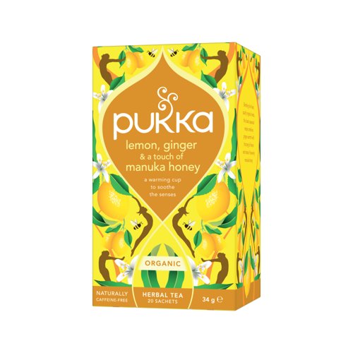 Pukka Organic Lemon Ginger Touch of Manuka Honey Tea Bags PK20