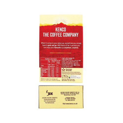 Kenco Smooth White Coffee Sachets 12.4g PK8