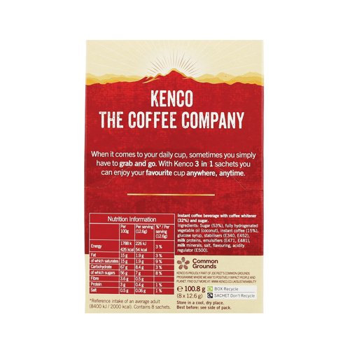Kenco Smooth White Coffee with Sugar Sachets 12.6g PK8