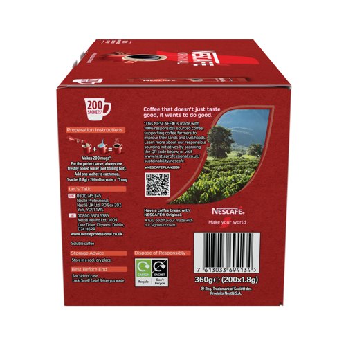 Nescafe Original Coffee One Cup Sachet Sticks PK200