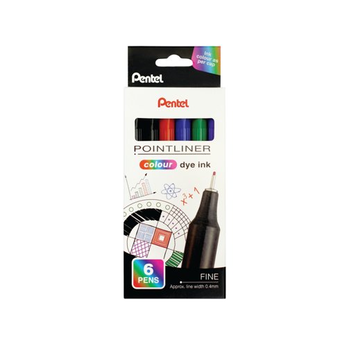 Pentel S40 Pointliners Assorted Colours S40-6 PK6
