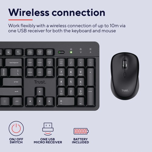Trust TKM-360 Wireless Keyboard and Mouse Set Black