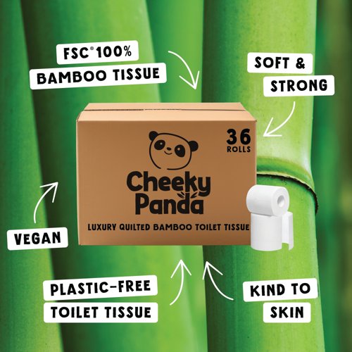 Cheeky Panda Professional 3-ply Bamboo Toilet Rolls Quilted PK36