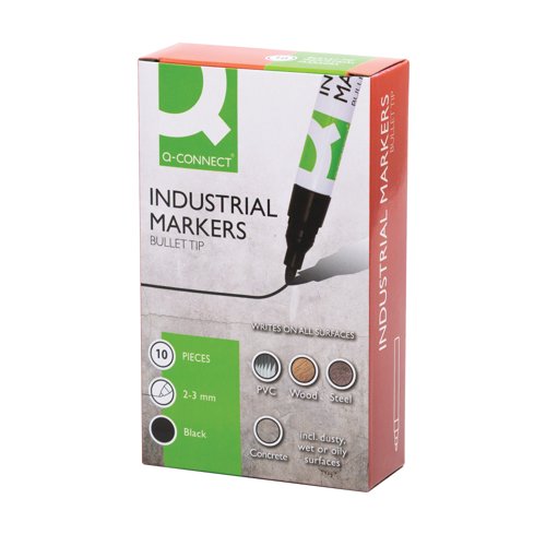 Q-Connect Industrial Marker Bullet Tip Black PK10