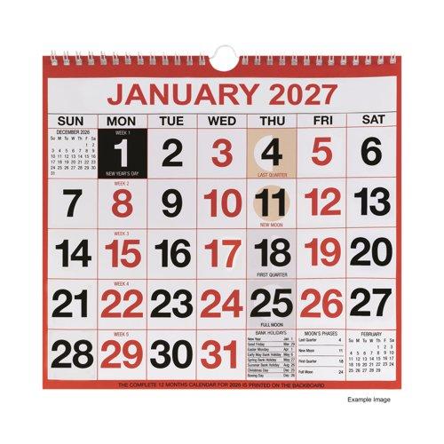 Q-Connect Wirobound Wall Calendar 2027