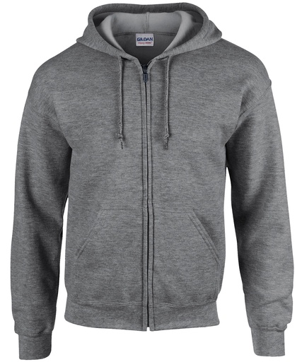 Gildan Heavy Blend Full Zip Hooded Sweatshirt GD058 Graphite Heather