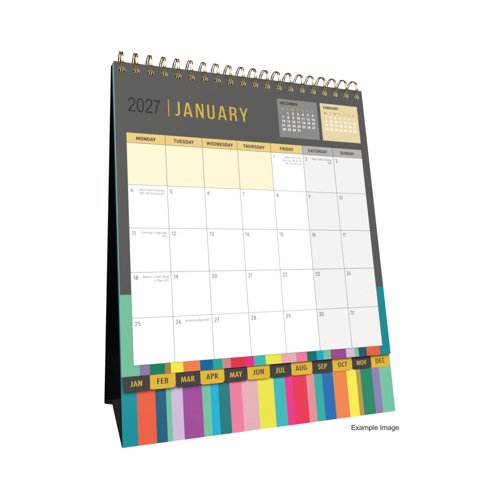 Collins Edge Rainbow Desk Calendar Month to View 2027