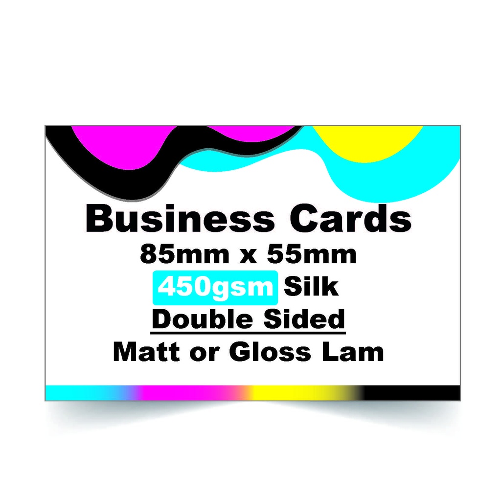 Business Cards, Double Sided, 450gsm Silk, Gloss or Matt Lamination