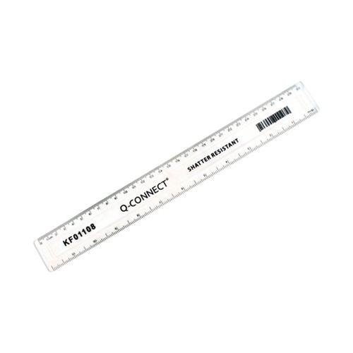 Q-Connect Shatter Resistant Ruler 30cm PK10