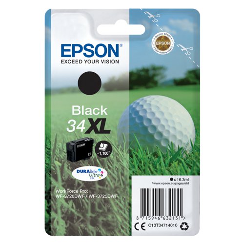 Epson 34XL Genuine Durabrite Ultra Ink Cartridges High Yield Golf Ball Yield