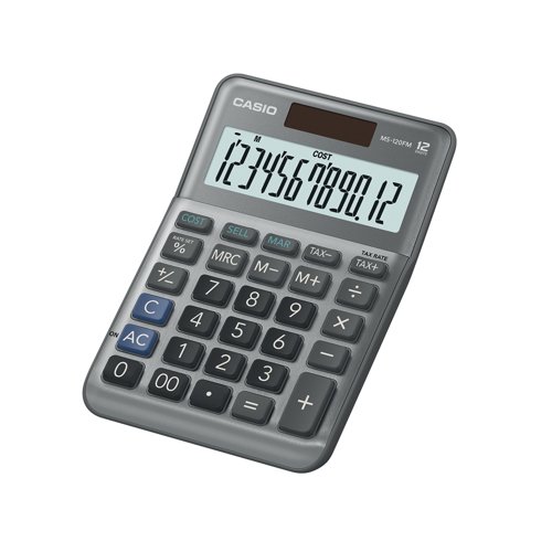 Casio MS-120FM 12 Digit Desk Calculator Grey