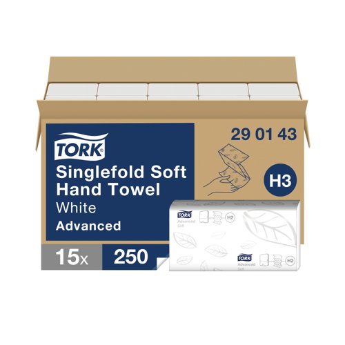 Tork Hand Towel Single Fold 2ply White 290143 PK3750