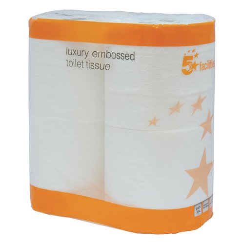 5 Star Luxury Toilet Rolls 2-ply White PK40