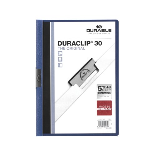 Durable Duraclip Clip Folders Navy Blue A4 PK25