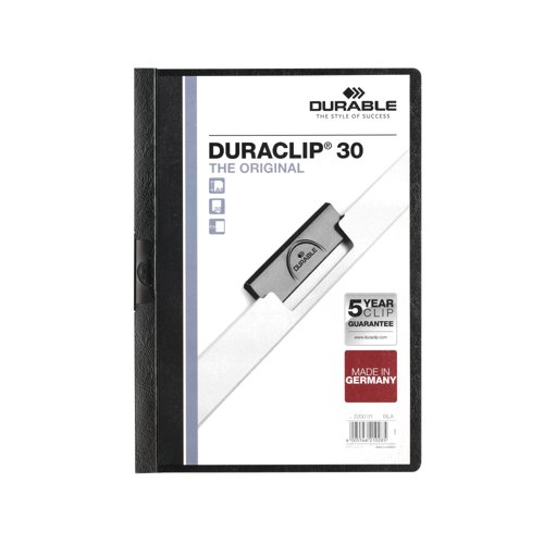 Durable Duraclip Clip Folders Black A4 PK25