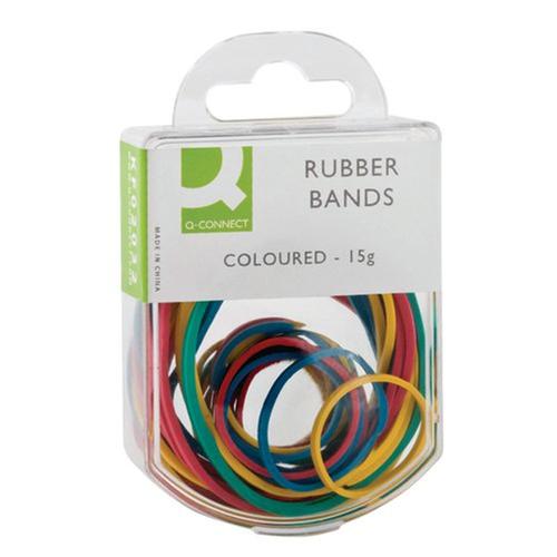 Q-Connect Rubber Bands 100g Assorted Coloured 10 x 15g