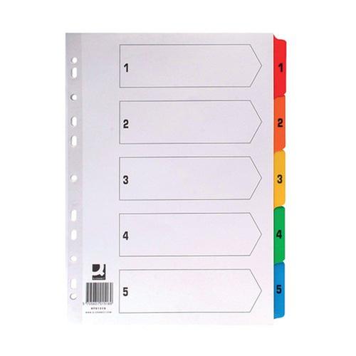 Q-Connect Multicolour Tabbed Index Dividers A4