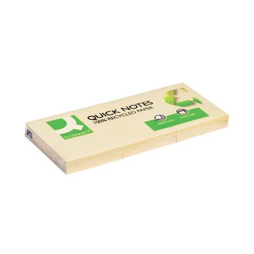 Q-Connect Recycled Quick Notes Yellow PK12