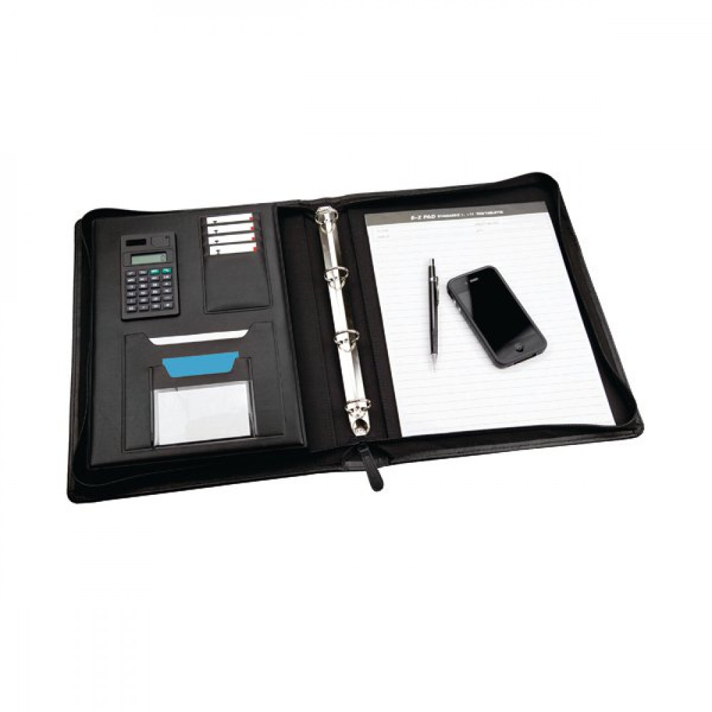 Monolith Leather Look 4 Ring Zipped Conference Binder A4 | Workline