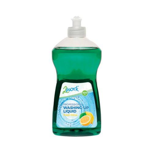 [2W77762] 2Work Washing Up Liquid Lemon 500ml x 12