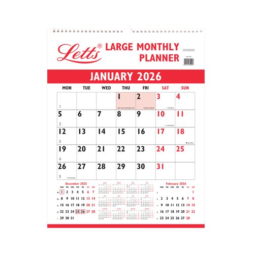 [LT60095] Letts Large Monthly Calendar 2026