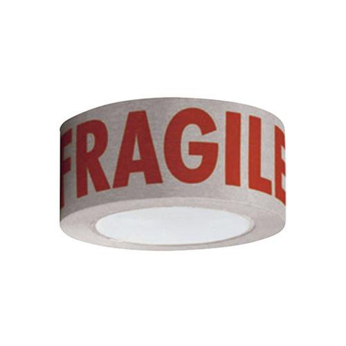 [MA80072] Kraft Printed - Fragile Paper Tape 50mm x 50M Buff/Red PK6