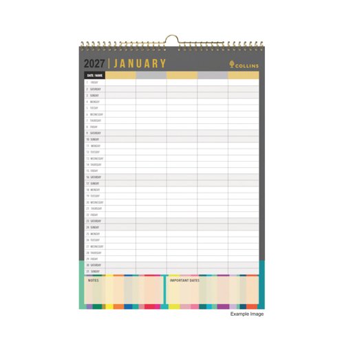 [CDEDFC135] Collins A3 Wall Calendar Edge 2027