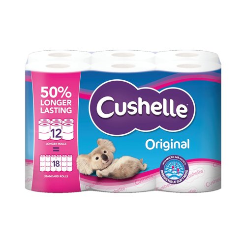 [CPD10280] Cushelle Original 2ply Toilet Roll PK12 Longer Rolls