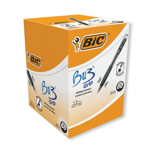 [BC60121] BIC Grip Retractable Ballpoint Pen Black PK-60