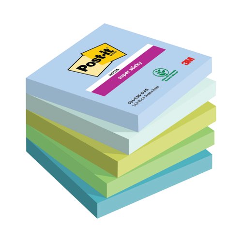 [3M92428] 3M Post-it Super Sticky Oasis Colour 76x76mm PK5