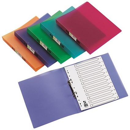 Q-Connect A4 2 Ring Binder Frosted Colours