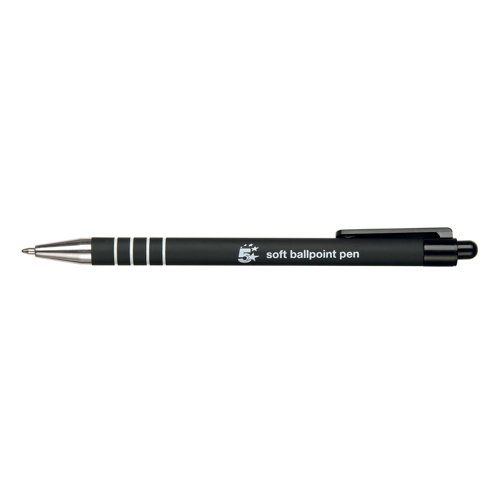 5 Star Retractable Ball Pen Soft Grip Medium PK12