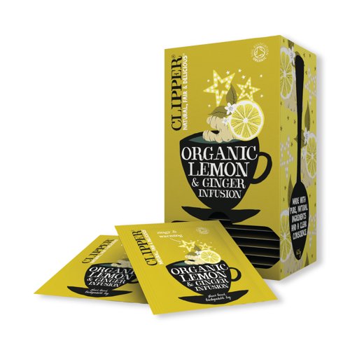 [FC93718] Clipper Fairtrade Organic Lemon + Ginger Tea Bags PK25