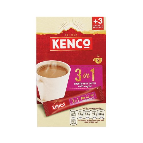 [KS57189] Kenco Smooth White Coffee with Sugar Sachets 12.6g PK8
