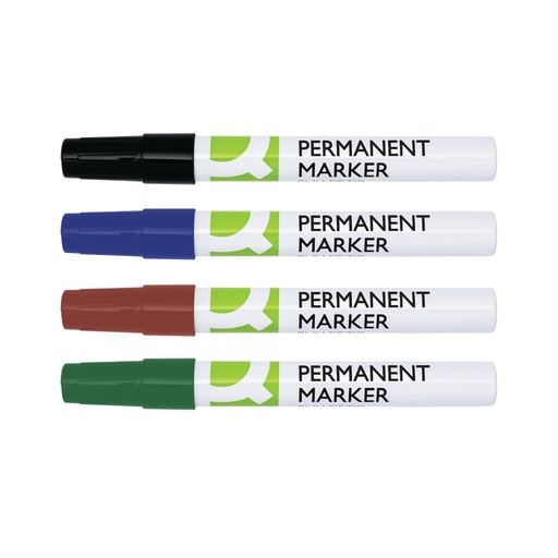 [KF11712] Q-Connect Alu Barrel Permanent Bullet Tip Marker Pen Assorted PK4